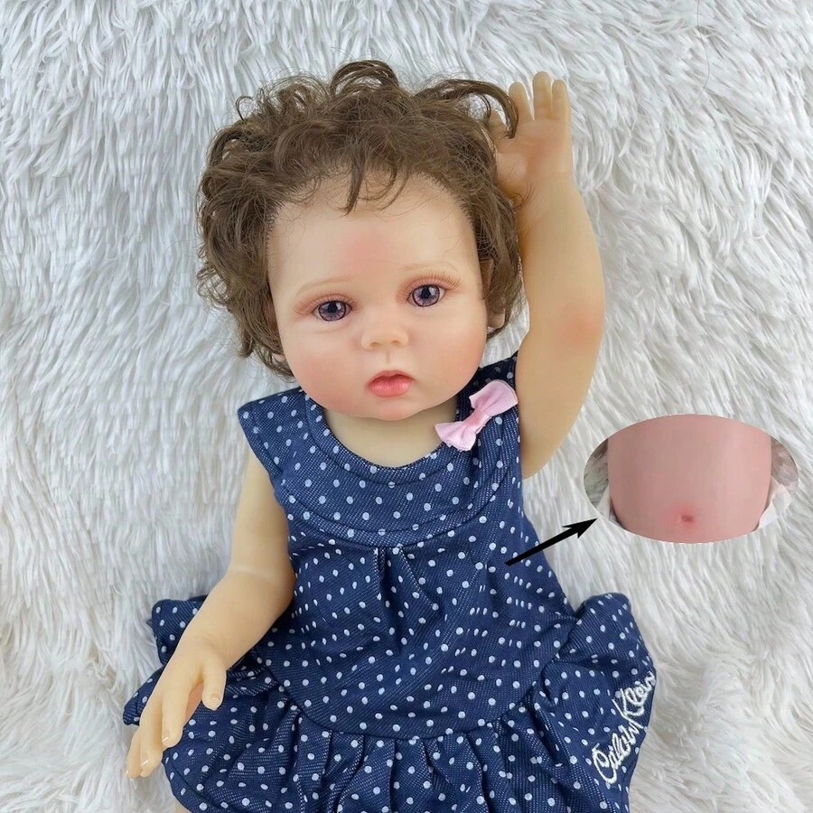 48 CM 19 Inch Full Vinyl Body Reborn Baby Doll Toy For Kids Handmade Fashion Birthday Gift Bathe Play House Bedtime Toy - Muñeca de cuerpo entero de vinilo - Ver 1