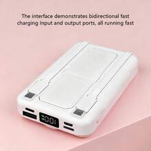 GAWFOLK Sạc dự phòng 10000mAh màu trắng kèm đế và cáp tích hợp - Trạm sạc không dây từ tính 2 trong 1, chân đế điều chỉnh được để xem rảnh tay, sạc nhanh, tương thích với Apple/Android, lý tưởng cho du lịch, bàn làm việc và đầu giường. Thích hợp cho kỳ nghỉ đông, du lịch ngoài trời/cắm trại và làm quà tặng dự phòng khẩn cấp cho gia đình, bạn bè, quà sinh nhật, quà cắm trại ngoài trời, sạc dự phòng di động sinh nhật. - Phiên bản nâng cấp có chân đế, màu trắng - Xem 5