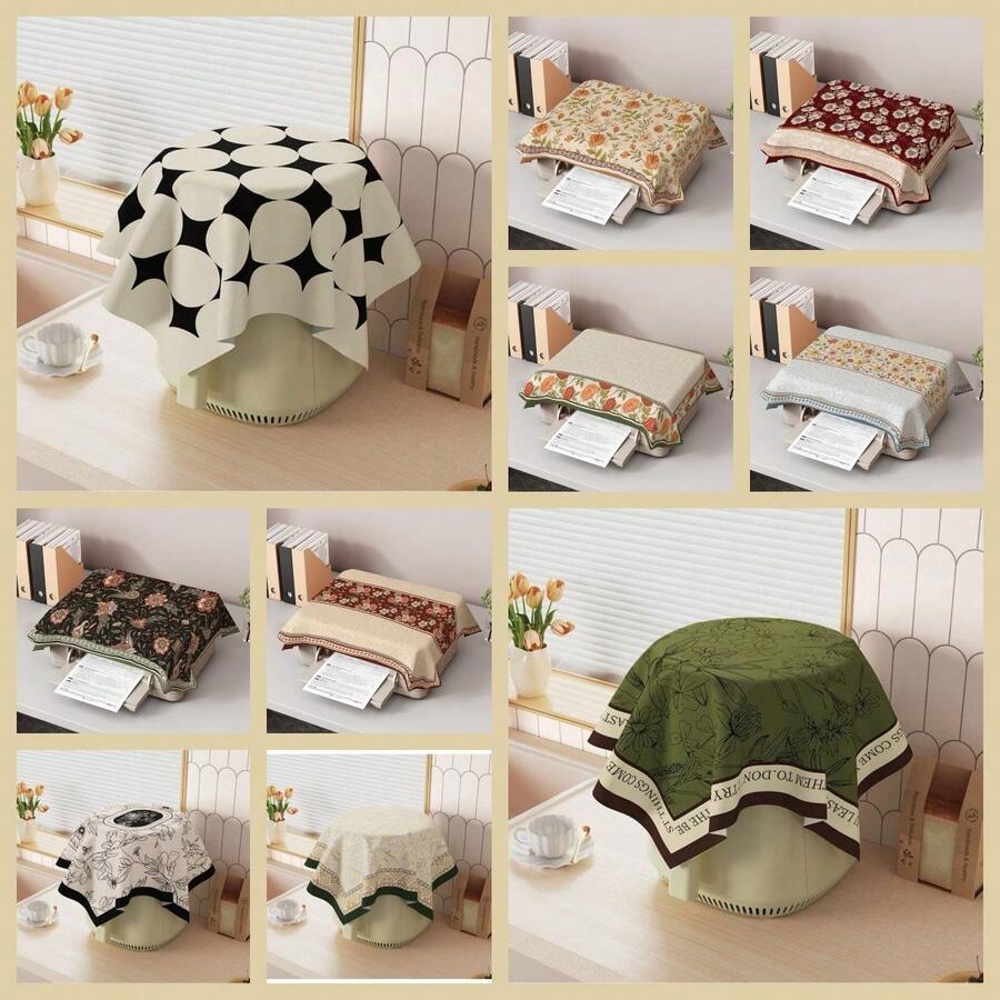 1pc Multi-Style Universal Dust Cover Cloth (Waterproof & Washable) - Retro/Geometric Pattern For Printer, Projector, Rice Cooker & Air Fryer | Home Appliance Protection,Women's Day,Travel Essentials,Wedding Favours,Y2k,Bedroom,Car Accessories Women,Kitchen Decor,Kitchen Decor,Household Items - Multicolor - View 1