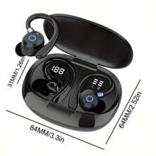 The K09 Bluetooth Sports Earphones Feature In-Ear Wireless Bluetooth 5.3, Deep Bass, A High-Definition Microphone, 50 Hours Of Battery Life, Dual LED Displays, A USB-C Port, And IP7 Water Resistance. Suitable For Work, Exercise, And Jogging. - 黑色 - 查看 3