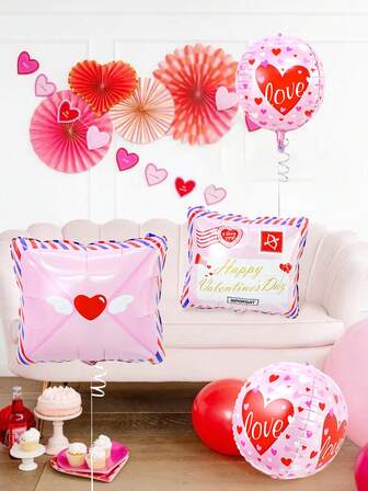 4 st/set alla hjärtans dag-ballongkit, inkluderar folieballonger med kärleksbrev, tryck "Glad alla hjärtans dag", 3D-kärleksballonger, lämplig för alla hjärtans dag, "XOXO festdekor", festdekoration, festgåvodekor, romantisk alla hjärtans dag-dekor, bekännelse