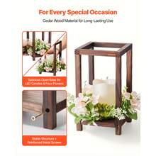 10 Set/30 Pcs Wooden Wedding Lantern Centerpiece, Includes 10 Wooden Lantern Candle Holder 10 Flameless LED Candle 10 Champagne Flower Wreath For Wedding Table Party Farmhouse Decor, Brown - Màu nâu, 30 cái - Xem 3