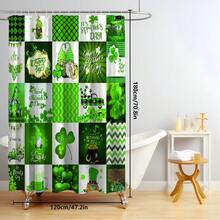 1pc/4pcs St. Patrick's Day Themed Bathroom Set, St. Patrick's Day Leprechaun/Clover/Plaid Shower Curtain Set, Bathroom Divider Curtain With Hooks, Anti-Slip Bathroom Mat Carpet, U-Shaped Toilet Mat, Toilet Seat Cover, Holiday Party Home Bathroom Accessories 4-Piece Curtain Set - Multicolor - View 32