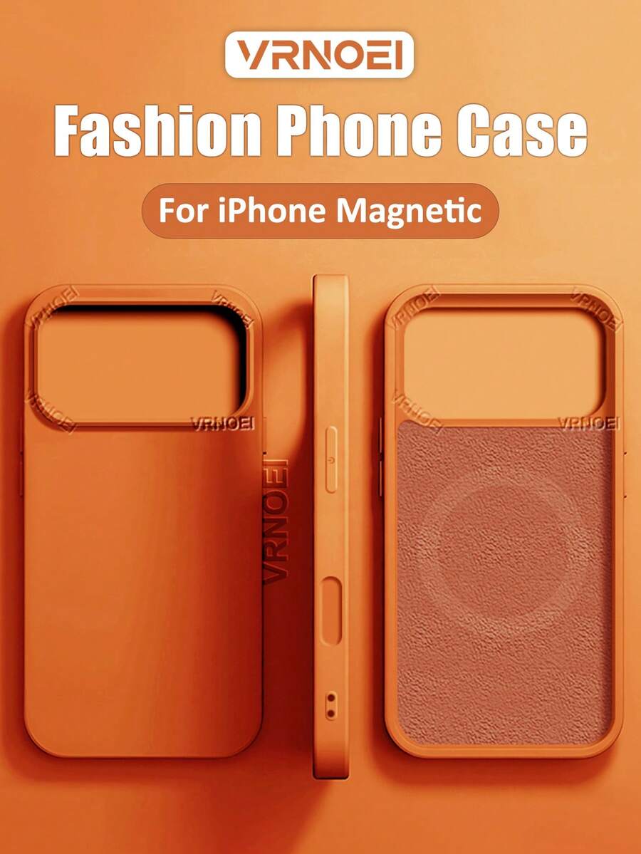 VRNOEI Funda magnética de moda para teléfono, compatible con 16/15/11/13/12/14/17 Pro Max, compatible con 17 Air/14/15/16 Plus, admite carga inalámbrica, accesorios para teléfono - Naranja - Ver 1