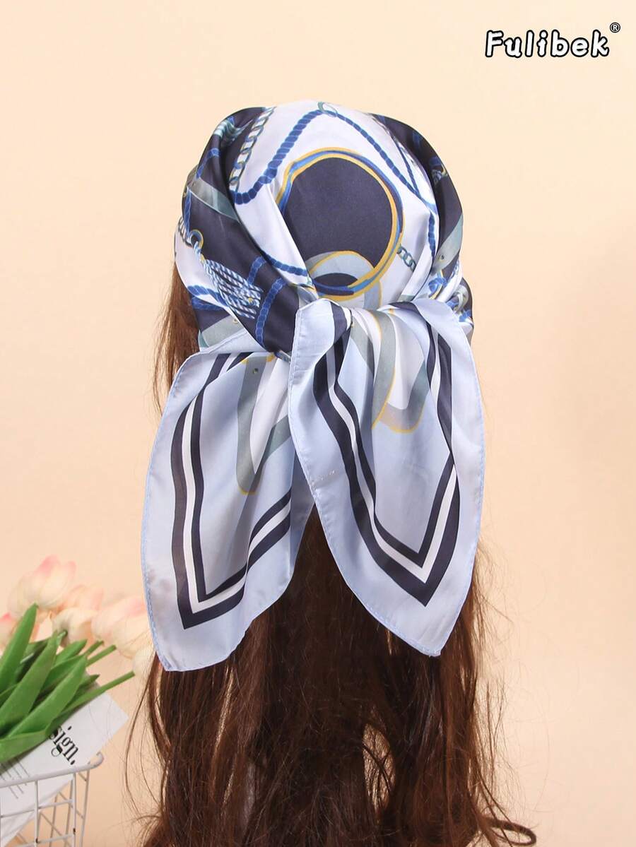 1条仿丝印花方巾，时尚百搭，适合日常使用 - 彩色 - 查看 1