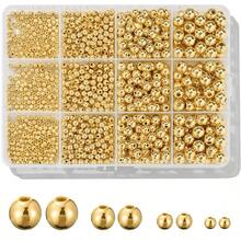 1100颗金色+白色光滑圆形珠子，3/4/6/8毫米隔珠套装，适用于DIY手链项链手工工艺品 - 彩色 - 查看 7
