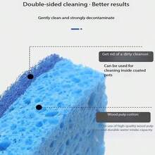 4片/6片/12片装厨房清洁海绵擦洗器，双层不粘吸油魔力木浆棉海绵，适用于清洁锅碗瓢盆、厨房和浴室