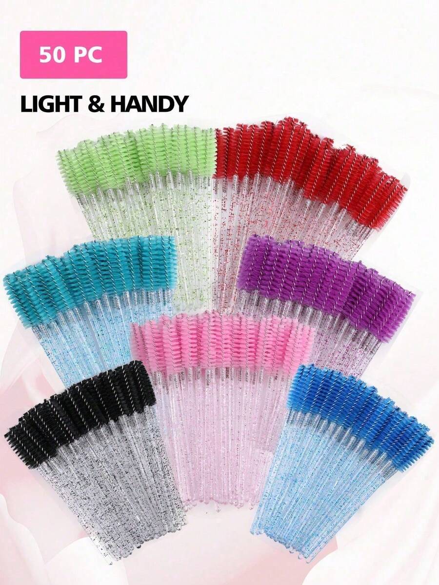 100pcs/50pcs/10pcs Large Capacity Eyelash Brushes Spoolies Makeup Applicators, Suitable For Eyelash Extensions, Eyebrow Grooming, Gifts, Travel, Budget-Friendly, Travel Essentials