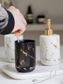 Bathroom Accessory Set, A 4-Piece Ceramic Bathroom Accessory Set Including A Lotion Bottle, 2 Mouthwash Cups, And A Soap Dish. Suitable For Bathroom Decoration, Countertop Dressing Table Storage, And A Summer Essential. - Multicolor - View 11