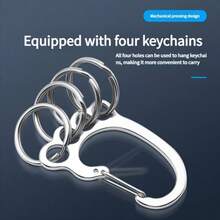 1/2 piezas Llavero con forma de pie pequeño de acero inoxidable, Llavero personalizado de múltiples anillos para cinturón de coche, Accesorio de llavero, Equipo de camping, Artículos esenciales de camping - Plateado - Ver 4