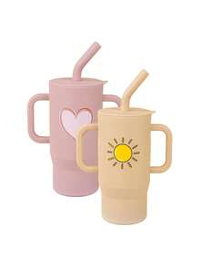 210ml Baby Silicone Sippy Cup, Anti-Leak Anti-Drop, Toddler Water Training Cup With Cute Pattern Straw, Detachable & Easy To Clean, Recommended As Christmas & New Year Holiday Gift - Multicolor - View 14