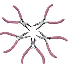 高品质碳钢珠钳，圆口锯齿边 - 粉色，非常适合DIY珠饰和手工制作（款式随机发货）