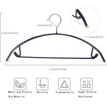 Kleiderbügel Metall (42 cm) – 10 Stück Platzsparende Kleiderbügel für Erwachsene,1,2cm Dick,Keine Schulter Bumps No Mark, Belastbar mit Schwerer Kleidung,Bügel mit rutschfest Nut für Mäntel, Hosen,Schwarz - Noir - Voir 3