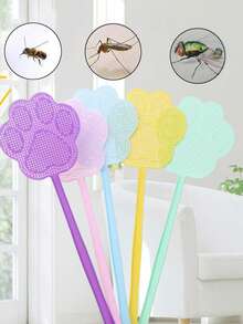 Creative Cat-Claw Shaped Colorful Fly Swatter, Long-Handled Manual Fly & Mosquito Killer, Unbreakable Plastic Fly Swatter For Home Use. - Multicolor - View 3