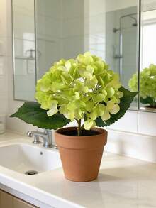 2pcs/4pcs Faux Light Green Hydrangea Flowers With Stems & Leaves, Realistic Touch - Suitable For Home Decor, Wedding Bouquets, Tabletop Centerpieces And Party Decorations.