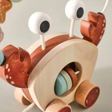 5-In-1 Wooden Push & Pull Toy Car With Beads For Toddlers, Colorful Crab-Shaped Standing Design, Multi-Functional Play, Sensory Stimulation, All-In-One Educational Toy, Great For Christmas, Halloween, Birthday Gifts - Multicolor - View 6