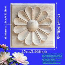 1pc Unfinished Wooden Carved Square Applique Home Decor, Exquisite European Style Relief Carving, 3.15inch, 3.937inch, 4.724inch, 5.905inch, Suitable For Entryway, Cabinet, Vanity, Doors, Furniture, Accent Wall, DIY Decoration - Multicolor - View 24