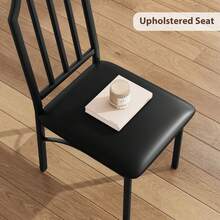 Juego de Mesa de Comedor para 2 Personas - Vidrio Templado con Base en Ángulo, Sillas Acolchadas - Ideal para Cocinas y Departamentos - Fácil Armado - Negro - Ver 5