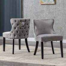 WAHSON OFFICE CHAIRS 2PCS Wahson Velvet Dining Chairs, Solid Wood Chair Chairs Chair For Restaurant - Grey - View 9