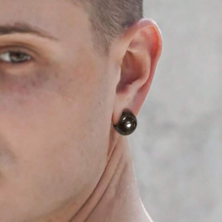 1pc 12mm (1/2 Inch) Round Ball Ear Plugs, Suitable For Stretched Earlobes, 316L Stainless Steel Material, Unisex Punk Style Piercing Jewelry - 1455 - View 5
