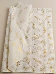 5/10/20/40PCS Thin Paper With Golden Plant And Flower Patterns, 20 * 14 Inch Gift Wrapping Paper, Suitable For Spring And Summer Weddings, Valentine's Day, Birthday Gift Packaging, Bouquet Packaging, Gift Bag Filling, And Party Gifts - Multicolor - View 7
