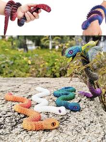 1pc 3D Printed Snake & Egg Decor With Gift Bag, Movable Joints, Multicolor, Suitable For Various Occasions, Perfect Holiday Gift. Random Eye Color, Seasonal Gift, Holiday Decor, Fantasy Design, Art Display, Fine Craftsmanship, Handmade Details, Dragon Decor, Unique Ornament, Christmas Stocking Stuffer, Christmas Gift, Christmas Decoration, 3D Toy, 3D Printed Animal - Multicolor - View 6