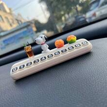 1pc Cute Snoopy Car Temporary Parking Number Sign, Mobile Phone Sign, New Internet Celebrity Ornament, Random Style, New Year's Gift, Valentine's Day Gift, Easter Gift - Multicolor - View 1