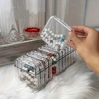 1/3 hộp đựng trang sức trong suốt - Hộp đựng trang sức thanh lịch dạng ngăn kéo, dùng để đựng bông tai, nhẫn và dây chuyền, hộp trang sức.