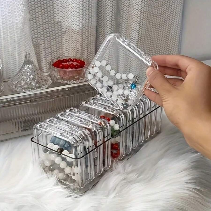 1/3pcs Transparent Jewelry Storage Box - Elegant Drawer Organizer For Earrings, Rings And Necklaces, Used For Keeping, Jewelry Box