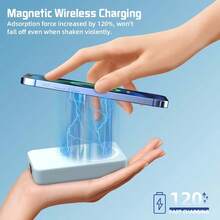 GAWFOLK Sạc dự phòng 10000mAh màu xanh dương kèm đế và cáp tích hợp - Trạm sạc không dây từ tính 2 trong 1, chân đế điều chỉnh được để xem rảnh tay, sạc nhanh, tương thích với Apple/Android, lý tưởng cho du lịch, bàn làm việc và đầu giường. Thích hợp cho kỳ nghỉ đông, du lịch ngoài trời/cắm trại và làm quà tặng dự phòng khẩn cấp cho gia đình, bạn bè, quà sinh nhật, quà cắm trại ngoài trời, sạc dự phòng di động. - Phiên bản nâng cấp có chân đế, màu xanh dương - Xem 8