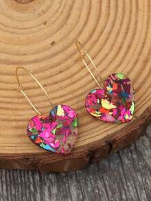 1 par de pendientes elegantes y minimalistas con colgante en forma de corazón brillante de color aleatorio, adecuados para uso diario, ir al trabajo, citas, fiestas - Multicolor - Ver 5