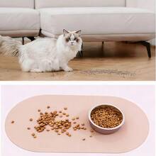 1 件椭圆形宠物食物垫，防滑防水设计，经久耐用且易于清洁，适用于干湿食物，猫狗适用，多宠物家庭也适用。100% 防水，边缘加高，硅胶宠物喂食垫，食物和水碗垫，防止溢出并保护地板，宠物用品。 - 米色 - 查看 4