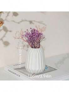Vaso de cerâmica simples em estilo moderno, peça de decoração sofisticada para flores secas, plantas hidropônicas, sala de estar, quarto, escritório, rack de TV. - Branco - Ver 15