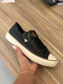 Tênis Feminino Casual Elegante com Detalhe de Coração | Conforto, Estilo e Segurança - Preto - Visão 11
