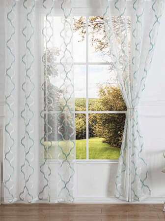 ستارة مطرزة بلون أزرق فاتح، ستارة مطرزة بتصميم جيب عصا مصنوعة من قماش الكتان الاصطناعي بلون أزرق فاتح، مناسبة للمنزل والمطبخ وغرفة المعيشة والدراسة وغرفة النوم والمزرعة الريفية