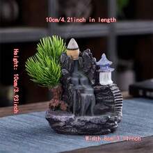 1pc Resin Crafted Backflow Incense Burner, Waterfall Incense Holder, Home Decor, Aromatherapy Decoration, Incense Burner With Backflow Cone - Multicolor - View 7