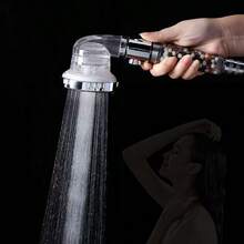 1个透明手持花洒，高压花洒，多种喷淋模式，一键关闭 - 銀色 - 查看 4