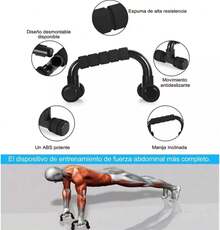 Rodillo Abdominal 12 en 1 Extra Ancho con Barras de Flexiones, Cuerda para Saltar, Banda 8, Bandas de Resistencia y Alfombra para Rodillas, Ab Roller Profesional para Entrenamiento de Abdomen y Core, Fortalecimiento de Brazos, Espalda y Piernas, Equipo Fitness Completo para Casa y Gimnasio - Negro - Ver 3