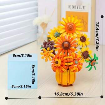1015pcs Flower Series Building Blocks Toy, High Difficulty Flower Model Assembly, Stress Relief Creative Decor, Collectible DIY Building Blocks Gift