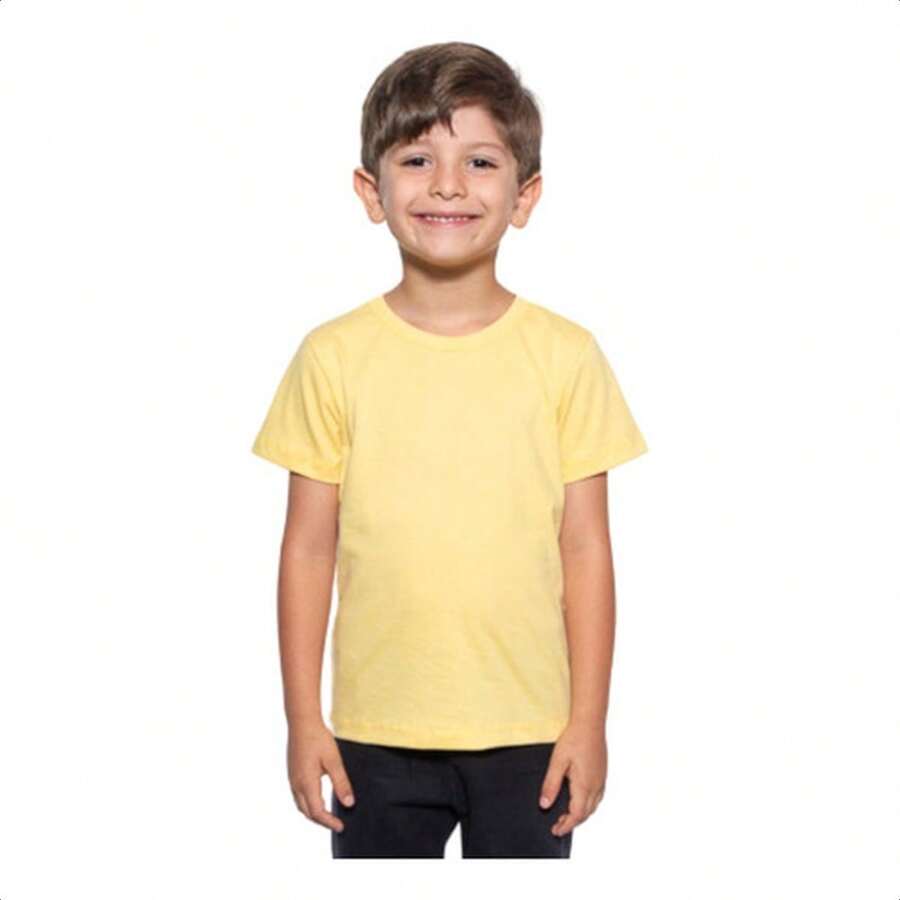 Girls' Short-Sleeve T-Shirt, 100% Cotton - 黃色G - 查看 1