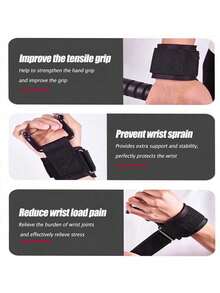 一对可调节举重钩，男女通用，适用于举重、引体向上、硬拉、力量训练和健身运动。