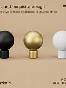 1Pc Premium Curtain Pole-For 47-Inch- 200-Inch Windows, Large Modular Curtain Pole, Adjustable, Seamless Appearance-Premium Aluminum Solid End Caps-Concentrated Light Black Appearance, For Windows Ball Base, Including All Hardware, Bathroom Decor - Multiple Styles - View 4