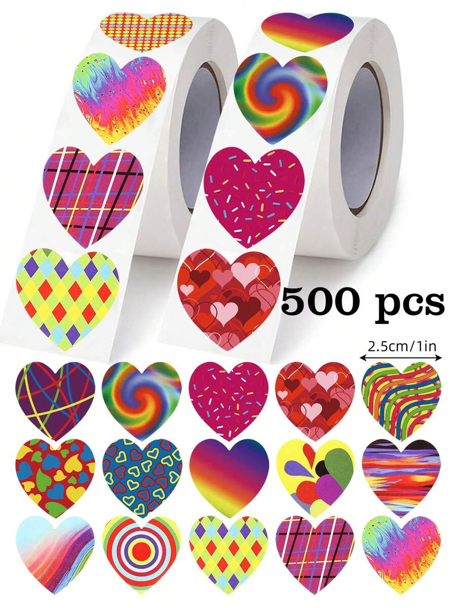 500 buah Stiker Gulungan Doodle Hati Dreamcore, Bentuk Hati 1 Inci, 2 Pilihan Gaya, Sempurna untuk Pesta Sehari-hari dan Liburan, Dekorasi Pernikahan, Dekorasi Kemasan Hadiah Amplop DIY, Hadiah Penyemangat Guru, Stiker Perekat PVC - Cinta Inti Mimpi - View 1