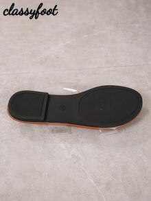 Women's Fashion Transparent Strap Flat Sandals, Summer Outdoor Vacation Beach Slippers - Clear - View 7