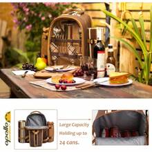 apollo walker - Mochila de picnic para 4 personas con compartimento refrigerador bolsa de vino manta de picnic 45 x 53 pulgadas ideal para regalos familiares y amantes (café) - Marrn - Ver 5
