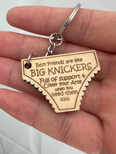 Funky 'Big Knickers' Friendship Keychain, Funny Gift Basket Stuffer, Humorous Present For Friends, Family, Colleagues Car Accessories Bag Charm School Cute Goth Y2k Bag Accessories Lanyards With Id Holder Car Accessories Bag Charms