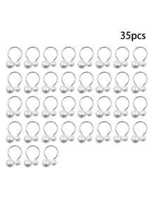25/50pcs Gold Pearl Napkin Rings Set, Elegant Napkin Ring Holders With Faux Pearls, Refined Napkin Rings For Weddings, Thanksgiving, Parties, Tableware