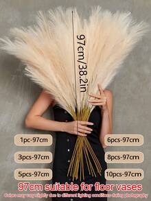 100/80/60/50/30/20/10pcs/1pc Faux Pampas Grass, Artificial Fluffy Pampas Grass, Pompous Grass Flower Arrangement For Boho-Inspired Atmosphere Home Wedding Decoration Outdoor Wedding - Champagne - View 18