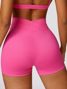 MASKERT 2Pcs Women's Fitness Shorts, Yoga Pants, Running Sports Pants, High Stretch Sports Pants - 綠色+桃粉色 - 查看 7