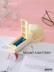 AOYI 1pc Solid Color Handheld Mini Fan, Battery Powered Portable With Lanyard, 1-Speed Natural Wind, Quick Cooling, Unisex For Office/Dorm/Outdoor/Beach/Pool Party, Minimalist Stylish Design, Instant Cooling Companion (Requires 2 AAA Batteries) - Multicolor - View 6